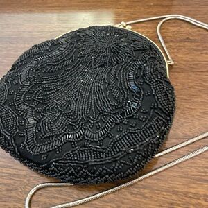 Elegant Black Beaded Evening Bag